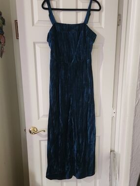 SHEIN Teal Velvet Dress with Square Neckline